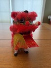 Chinese Lion Dancer Figurine  Vintage Battery Powered Red Yellow 