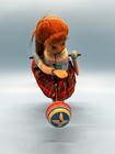 Vintage Wind Up Mechanical Suzy Bouncing Ball Litho Tin Toy With Original Key