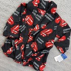 The Rolling Stones Robe Boys 2t Black Fleece Hooded Tie Belt Tongue Logo Nwt