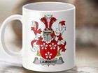 Lambert Irish Surname Family Crest Coat Arms Heraldic Mug