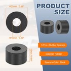 5pcs Rubber Spacers 25mm Od 10mm Id 15mm Thick Black Round Rubber Washer