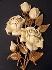 Vintage Mcm Syroco Roses Wall Plaque Resin Floral Flower Wall Decor