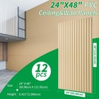 Art3d 12pack 24x48  Pvc Drop Ceiling Tiles  3d Slat Wall Panels Cover 96 Sq ft