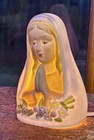 Vintage Bisque Porcelain Praying Mary Blessed Madonna Table Lamp Night Light