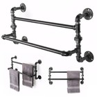 Vintage Industrial Wrought Iron Bathroom Shelf Wall Mounted Towel Storage Hanger