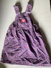 Vtg 80s Oshkosh Bgosh Purple Floral Corduroy Dress Overall Jumper Bow Size 4 Usa