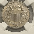 1866 Rays Shield Nickel Doubled Date   Die Break Errors Ngc Au58 Rare