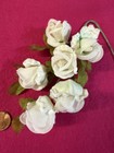 White Velvet  Faux Silk Rose Stem - Vintage - Korea - Millinery
