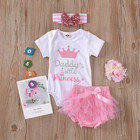 3pcs Newborn Baby Girl Outfits Clothes Romper Tutu Dress Jumpsuit Bodysuit Set