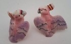 Salt   Pepper Shakers Vintage Pink Birds Tucan    Ceramic  Colorful Old