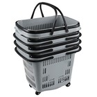 4 Packs Large Shopping Cart Plastic Rolling Shopping Basket With Wheels   Handle