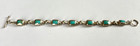 Vintage Mexico 925 Sterling Silver Turquoise Link Bracelet W toggle Clasp 7   