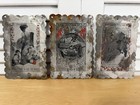 1904 St  Louis World   s Fair 3 Risqu   Rare Metal Novelty Tip Trays W sign