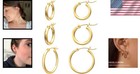 14k Gold Plated Hoop Earrings Set For Women - Hypoallergenic   Lightweight