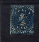 Chile Sc 10 1856 Estanco 10 Cts Variety Watermark Displaced