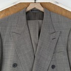 Vtg Tallia Suit Mens 42l Gray Houndstooth Double Breasted Wool Canvas Pants 36