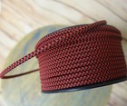 Black red 2-wire Flat Cloth Covered Cord  18ga  Vintage Style Lamps Nylon Fabric