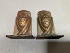 Vintage Cast Iron Owl Bookends All Original Matching Pair