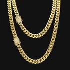 14k Gold Plated Iced Cz Clasp Solid Cuban Link Chain Necklace 10mm 22  24  30 