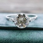 Vintage Art Deco 3ct Round Cut Moissanite 14k White Gold Finish Engagement Ring