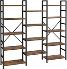 Triple Bookshelf  Bookcase With 14 Open Display Shelves  Wide Book Shelf Book   