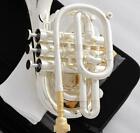 Professional Silver Plated Pocket Trumpet Bb Horn Monel Valves With Case