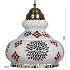 Turkish Mosaic Moroccon Pendant Hanging Lamp Shaped Large Glass Multi Color