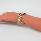 Vtg Sterling Silver 925 Mexico Brass Trim Mixed Metals Boho Cuff Bracelet  16g