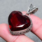 Mozambique Garnet Heart Shape Gemstone 925 Sterling Silver Vintage Pendant 1 90 
