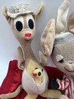 Lot Of 3 Vintage Dakin   Co Plush 60s Plush Stuffed Elephant Mouse Kangaroo