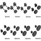 2pcs Men s Womens Black Stainless Steel Barbell Earrings Screw Back Studs 3-14mm