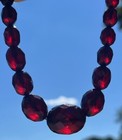 24  Antique Art Deco Faceted Cherry Amber Bakelite Beaded Necklace  30 Gms