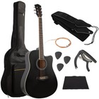 41in Acoustic Guitar - Guitar Kit With Case  Strap  Capo  Spare Strings  Black