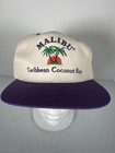 Vintage 1990 s Promo Malibu Caribbean Coconut Rum Ad Baseball Cap Hat Purple Rim