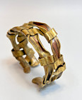 1970s Vintage Modernist Brutalist Sculptural Cuff Bangle Bracelet Bronze Brass