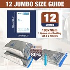 Hibag 12 Jumbo Vacuum Storage Bags For Clothing Comforters Blankets Bedding