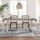 Roesler 70 86 In  Gray Wood Long Dining Table With 4 Legs  Seats Up To 8