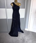 Elegant Evening Sequin Wedding Party Cruise Prom Cocktail Maxi Dress Sz 8 10