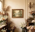 Vintage Gold Framed Swan Lake Wall Art  Romantic Landscape Oil Painting Canva   