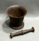 Large Antique 19th Century Cast Iron Mortar And Pestle