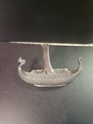 Vintage Handstopt Tpb Tinn Norway Norge Pewter Norge Dragon Viking Ship Figurine