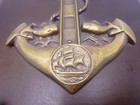 Nautical  Brass Anchor Wood Mounted W 2 Hooks Fish Sailboat Plaque