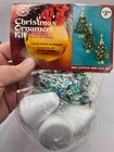Walco Kelly Green Christmas Trees Vtg Sequin Bead Ornament Kit Makes 3 1973 Nos
