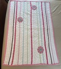 Pottery Barn Kids Crib Quilt Flowers Stripe Baby Bedding Embroidered Blanket