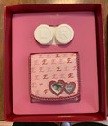 Liz Claiborne Contact Lens Case Pink Initial Leatherette  e  New In Box