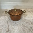 Vintage Hammered Copper Pot With Brass Handles And Lid  6 Cup Capacity 