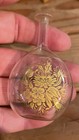 Victorian Antique Glass Perfume Bottle 3 5  Painted Gold Handmade Rare Vtg Old