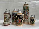 Vintage German Beer Steins With Pewter Lids Lot Of 5 Made In Germany
