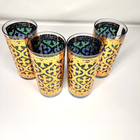 4 1960s Georges Briard Firenza Highball Glasses Blue Minor Paint Loss Lot  1