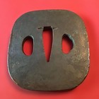 Japanese Sword Tsuba Iron Square Rounded Thick Guard Edo Period Tosogu Koshirae